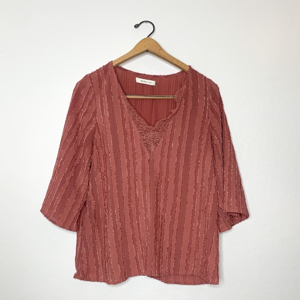 Mustard Seed Womens Boho Textured Boxy‎ Fit Tunic Top XS - Picture 2 of 6